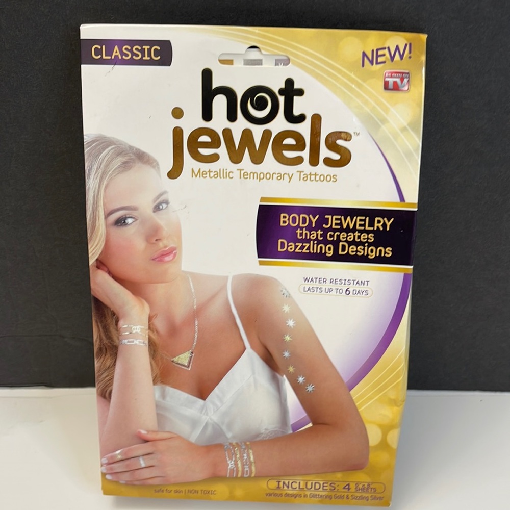 Hot Jewels MetallicTemporary Tattoos- 4 (5”x8”) sheets